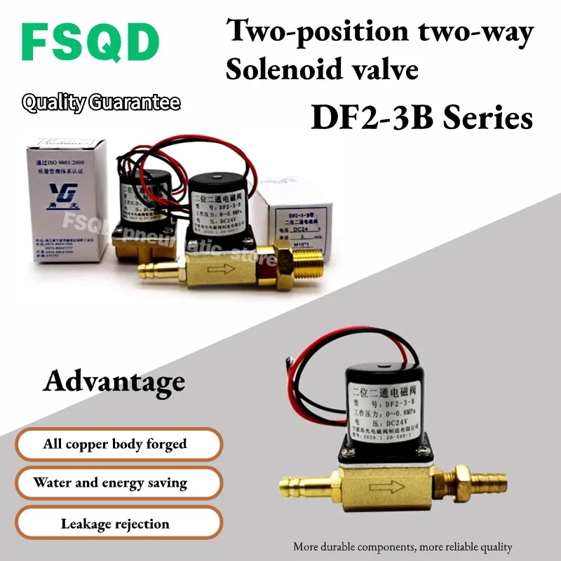 2-way solenoid valve DF2-3-B DC24V AC36V AC220V AC24V Brass Body 2-position DF2 Series pneumatic tool