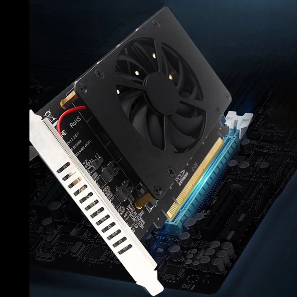 4 قرص اللوحة الأم PCIE الفاصل بطاقة مع بالوعة الحرارة PCIEX16 NVME M.2 MKEY SSD RAID صفيف توسيع 4X32Gbps