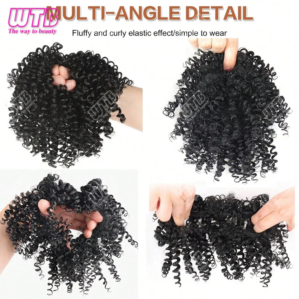 4Inch Synthetic Afro Kinky Curly Chignon Hair Extension Hair Pieces Updo Cover Hairpiece Extension Hair Bun for Women