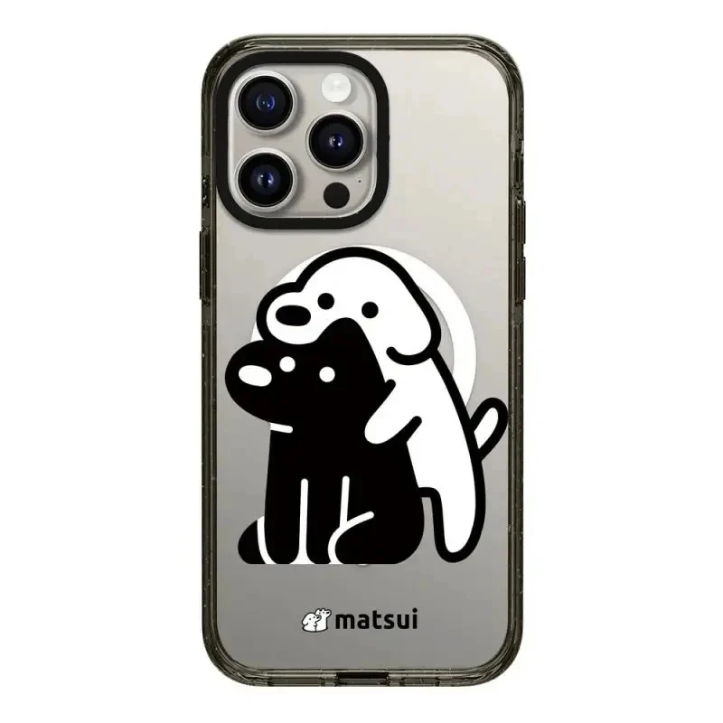 Cute Dog Friend 2.0 Acrylic Black Border MagSafe iPhone 12 13 14 15 Pro Max Protective Mobile Phone Case Cover Shell