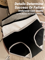 3Pcs Cotton Women'S Panties Triangle Sports Style Minimalist Girls' Underwear Mid Waist Japanese White Black Women