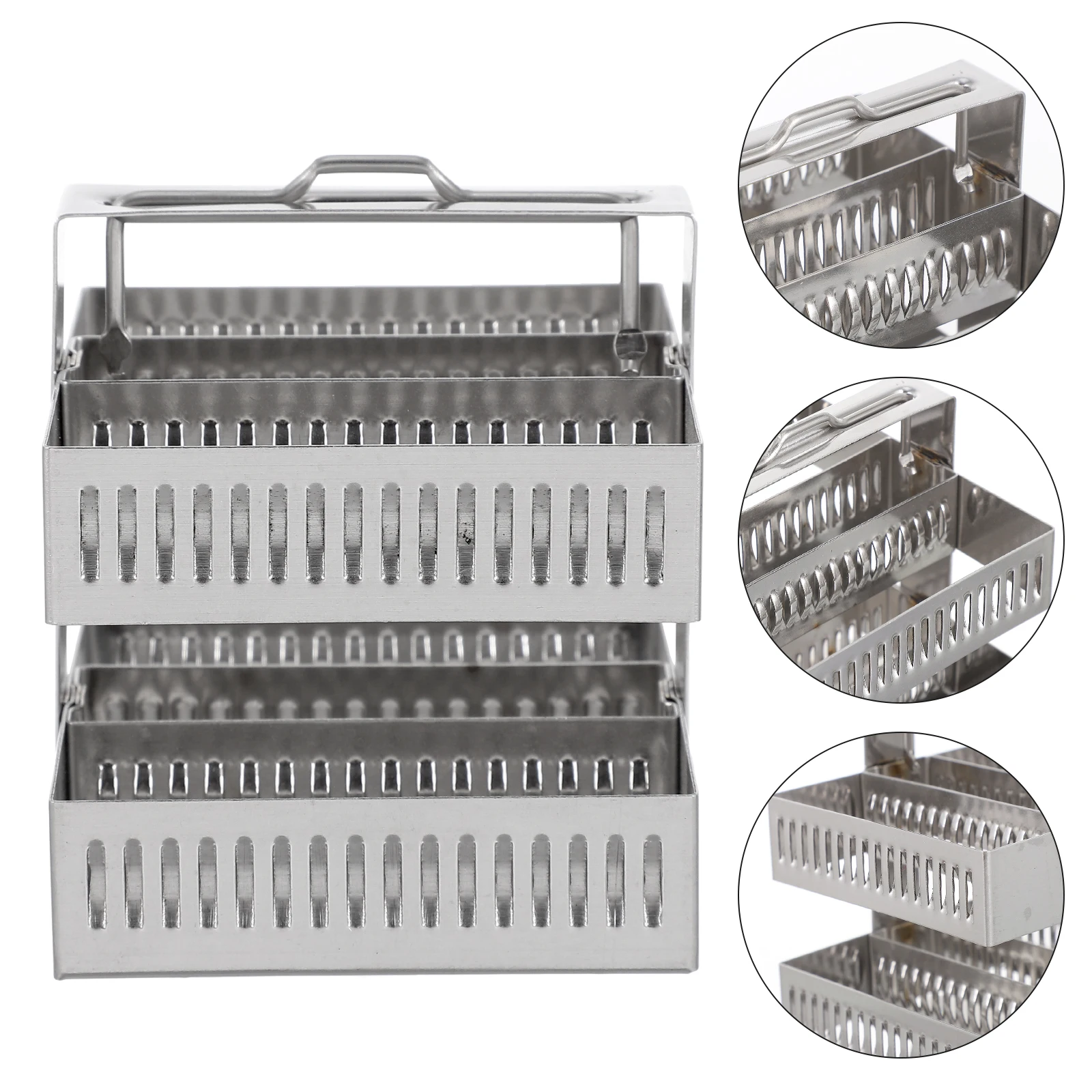 

Stainless Steel Dyeing Rack Microscope Slide Storage Staining Laboratory Sports Reusable Glass Holder Slides Experiments