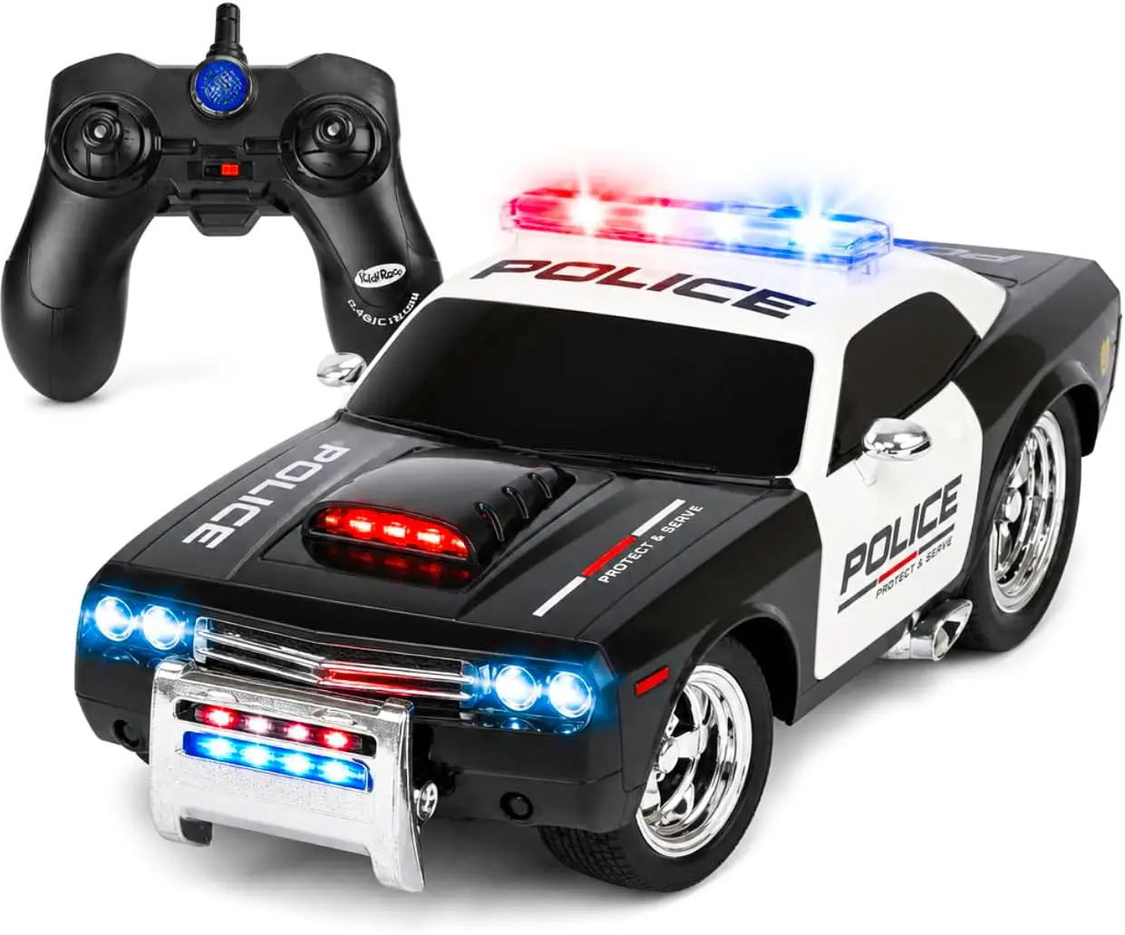 Rechargeable Remote Control Police Car, Lights & Siren, Kids 3-12
