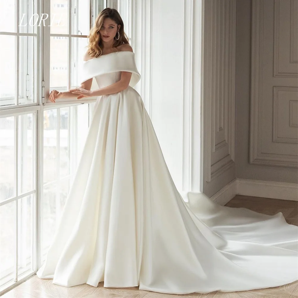 

LORIE Luxury A Line Wedding Dress Off The Shoulder Bridal Dresses Classical Pleat Wedding Gown Customized 2026