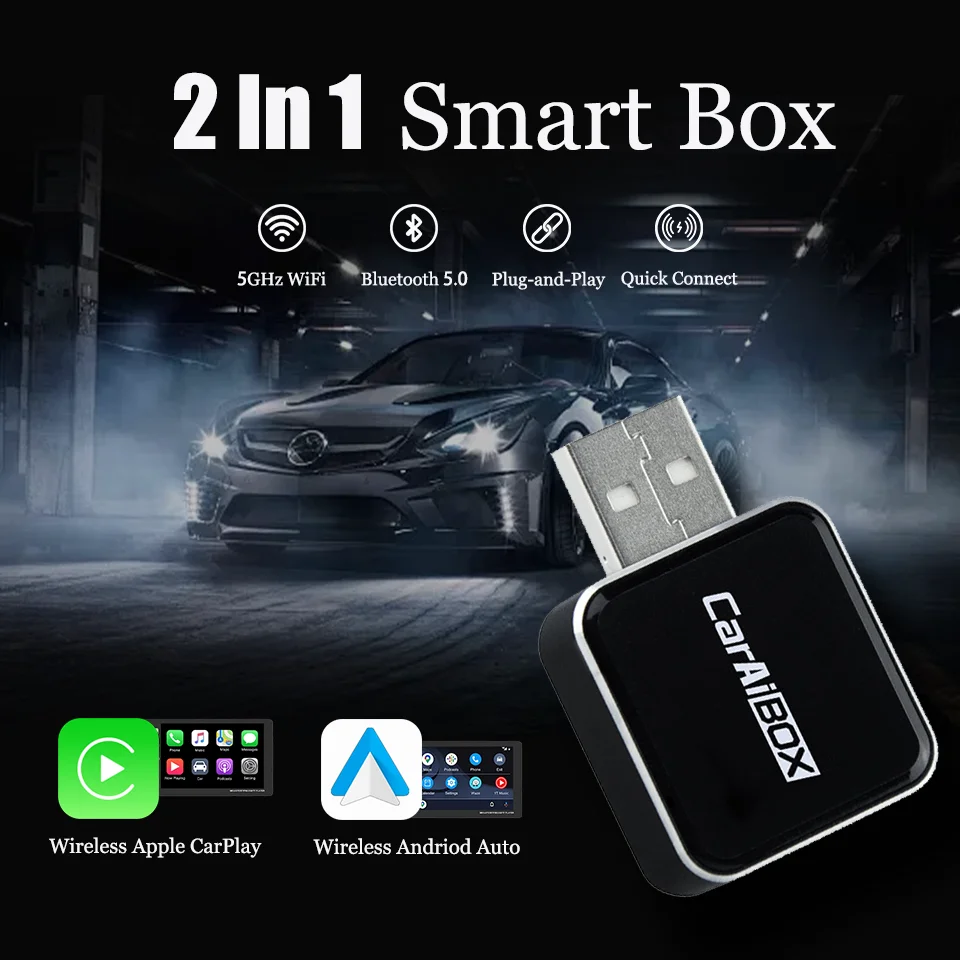 

Mini Wireless Android Auto Wired to Wireless CarPlay Adapter Apple CarPlay Smart Car Navigation Box 5G WiFi BT Auto Connection