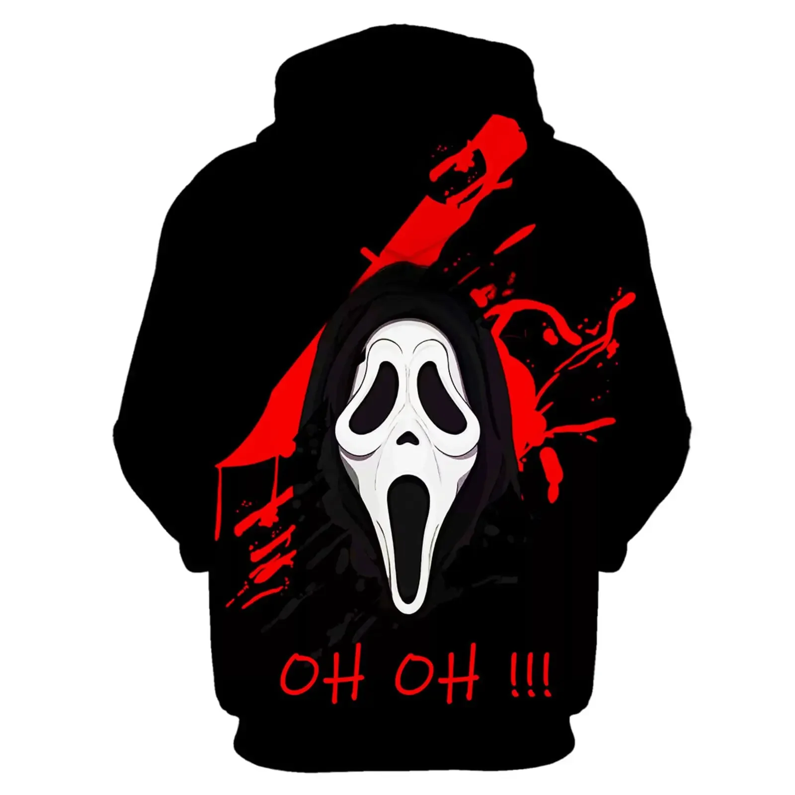 Men\'s and Women\'s Scream Hoodie Gothic Street Wear Men\'s Funny Print Top Movie Reaper Graphic Hoodie Halloween Y2K Hoodie