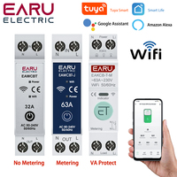 Tuya WiFi Smart Circuit Breaker MCB Timer 1P+N 63A Power Energy kWh Voltage Current Meter Protector Voice Remote Control Switch