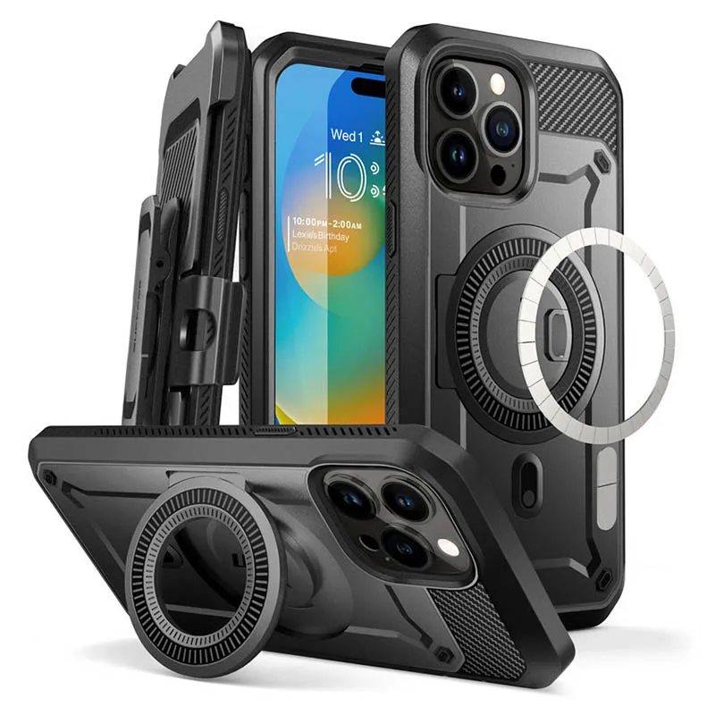 

For iPhone 15 Pro Case 6.1“ 2023 SUPCASE UB Pro Mag Full Body Rugged Case with Built-in Screen Protector Kickstand Belt-Clip