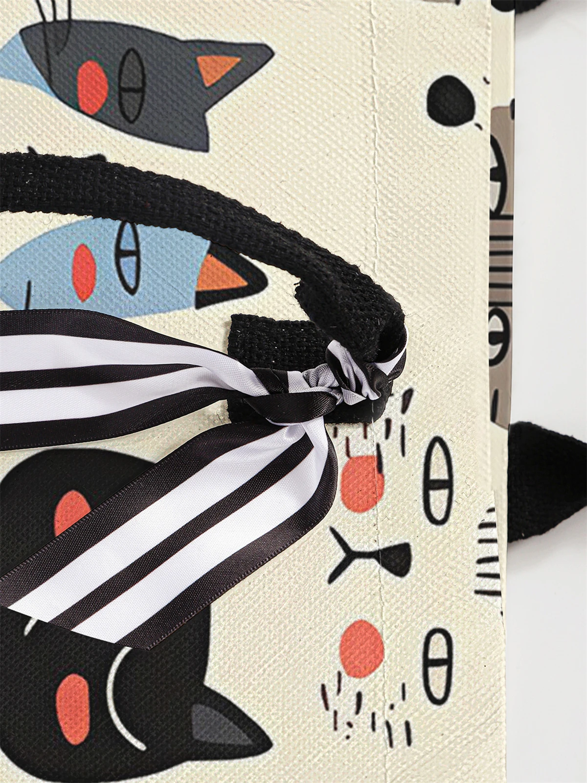 Tas tangan bermotif kucing kartun, tas tangan hadiah wanita, tas pantai, cocok untuk tas tangan berkapasitas besar untuk pria dan wanita