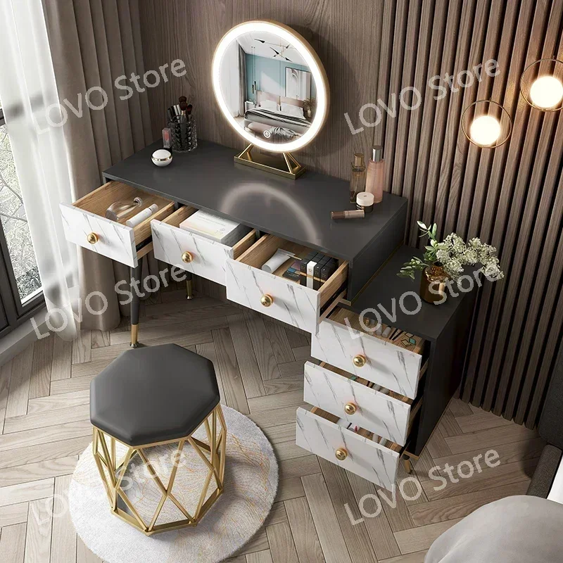 Table de maquillage nordique noire pour petit appartement, meubles  chambre à coucher, tocador minimaliste morne, articles