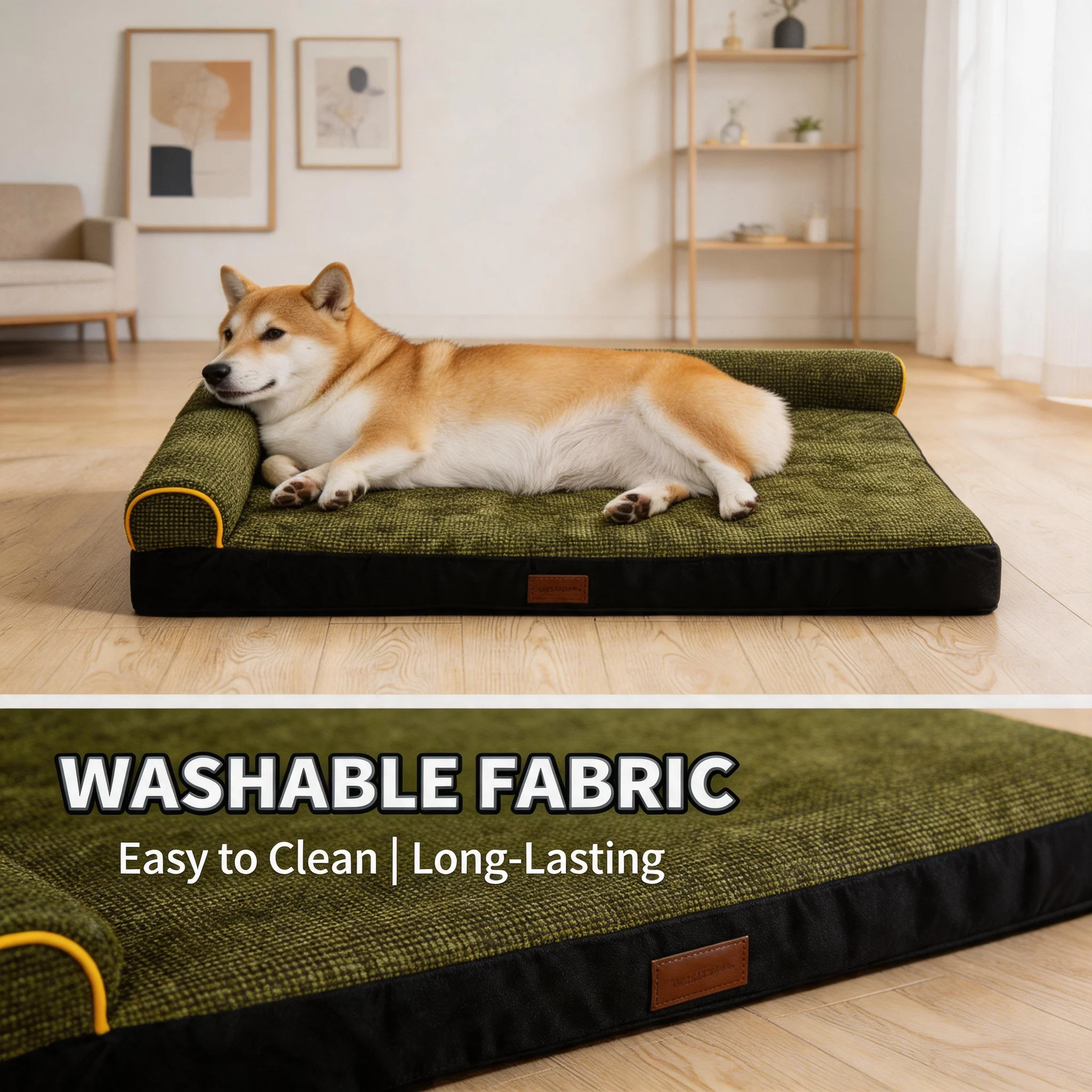 Anti-slip Warm Dog Bed Sofa Style Dual Backrest Removable Washable Cover Waterproof All Season Pet Mat for Medium Large Dogs
