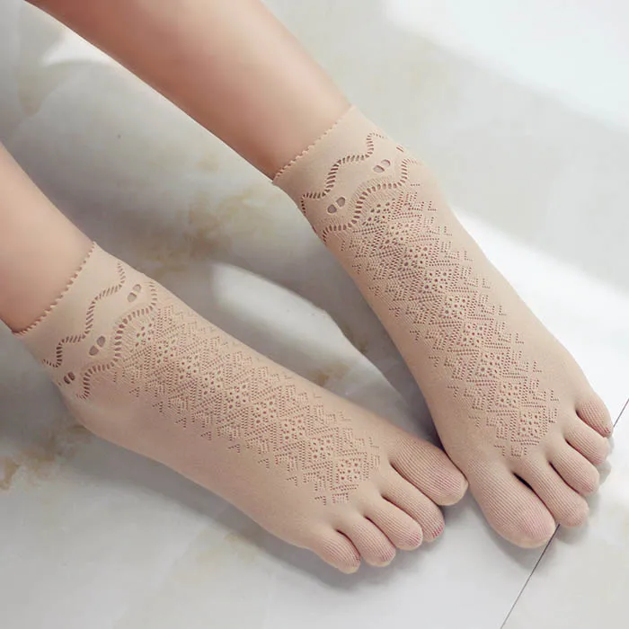 Five Finger Socks Summer Thin Women's 5 Finger Lace Socks With Separate Toes