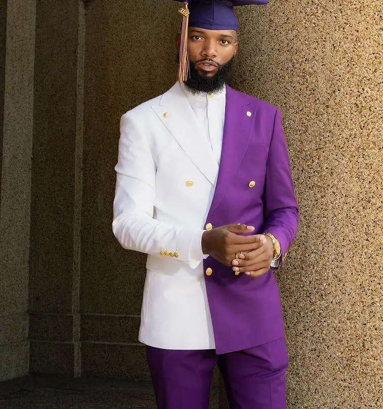 Moda masculina ternos 2 peças duplo breasted lapela blazer jaqueta de festa de formatura personalizado plus size casual noivo casamento smoking