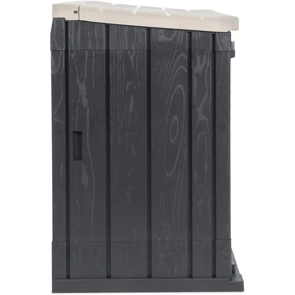 Horizontal Outdoor Storage Shed Cabinet for Trash Cans, Gardening Tools, and Yard Equipment, Anthracite/Taupe Gray