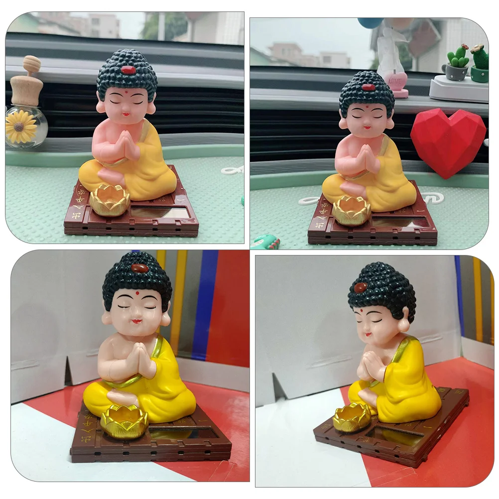 

Solar Buddha Car Decoration Retro Dashboard Ornament For Car Living Room Desktop Religious Artistic Statue Decor
