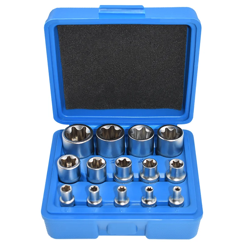 

Набор рукавов E-типа, 6-угольный рукав E-типа с цветком сливы, 14 шт., комбинация шестиугольных шлицевых рукавов, специальный инструмент для ремонта автомобилей