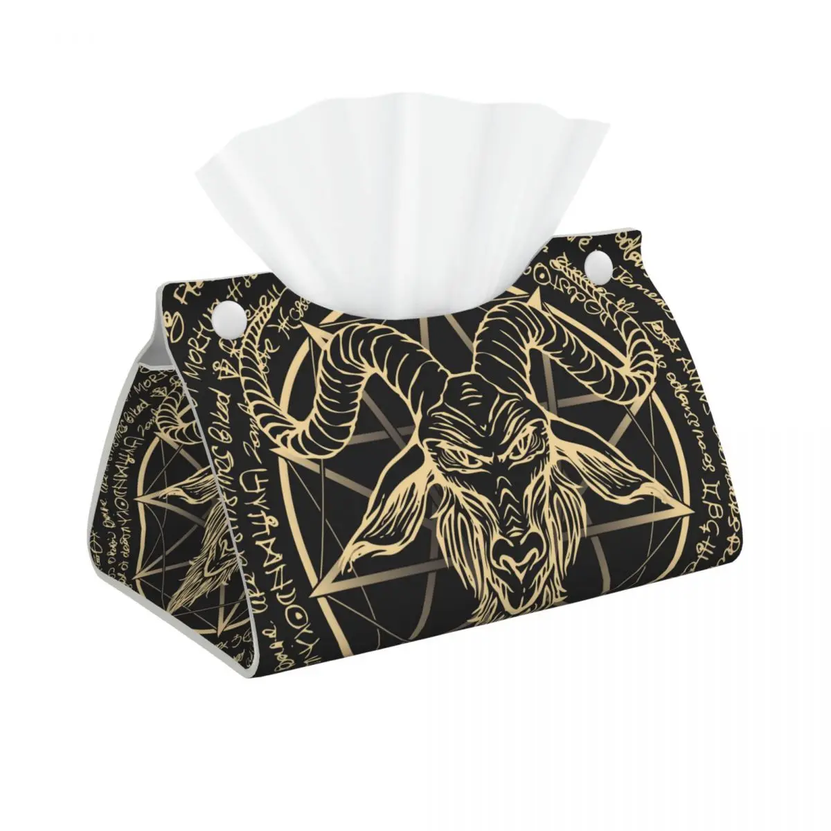 Custom Baphomet Occult Magic Tissue Box Cover Rectangular PU Leather Dark Devil Satan Goat Facial Tissues Holder for Home