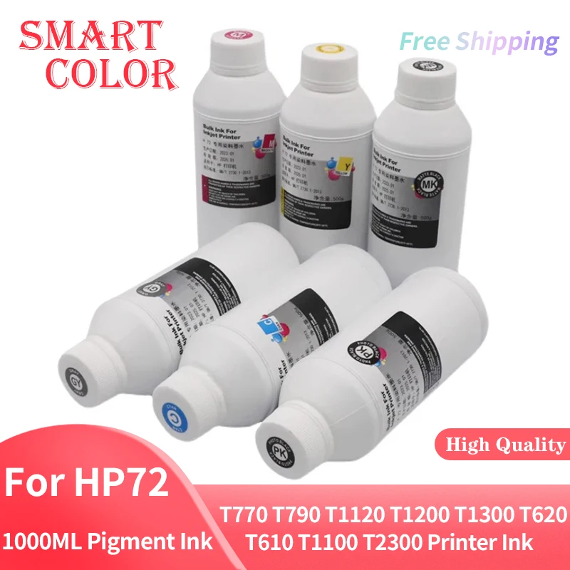 

1000ML Pigment Ink for HP 72 Ink Cartridge for HP Designjet T770 T790 T1120 T1200 T1300 T620 T610 T1100 T2300 Printer Ink hp72