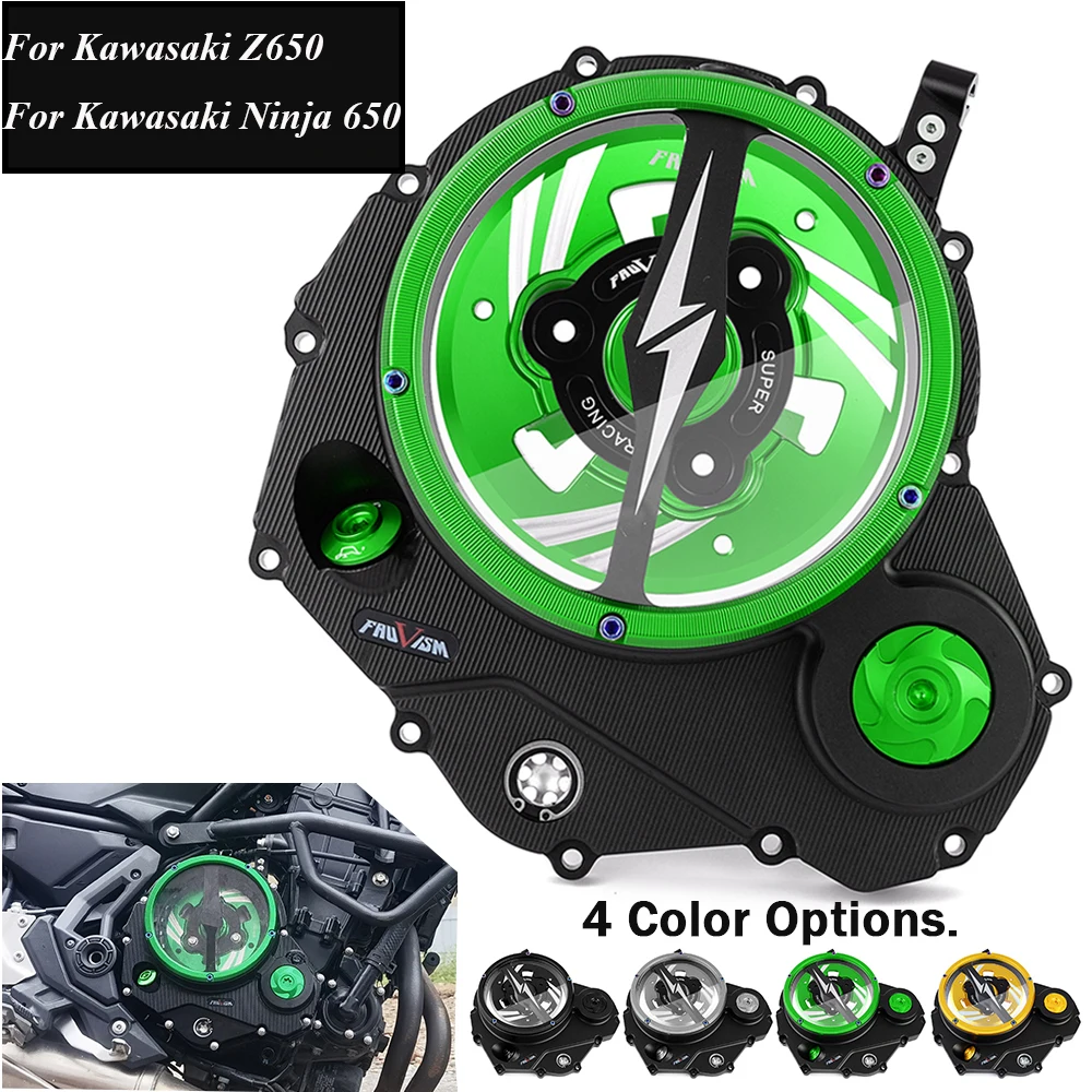 

For Kawasaki Z650 Ninja 650 Racing Clear Clutch Cover & Spring Retainer Motorcycle 2017 2018 2019 2020 2021 2022