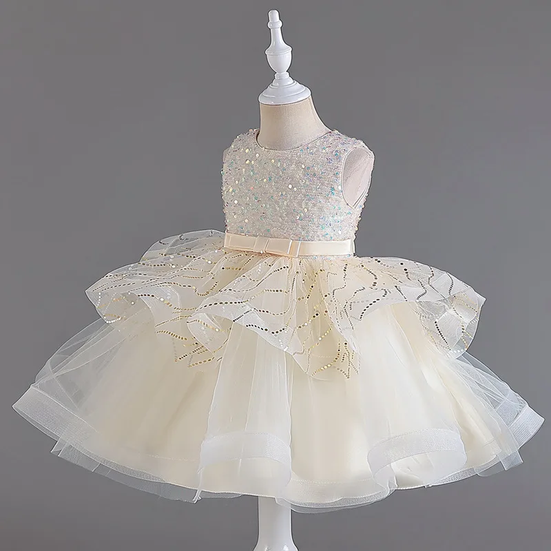 

Girls' Princess Dress Little Girls' Wedding Dress Small and Medium Children's Clothing Summer Style Puffy Mesh Sand Dress