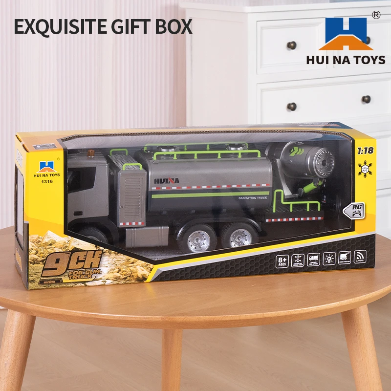 1/18 RTR HUINA Remote Control Spray Fog Cannon Truck 1316 9CH Plastic RC Car Model TOUCAN W/ Radio Control Battery Toys for Boys