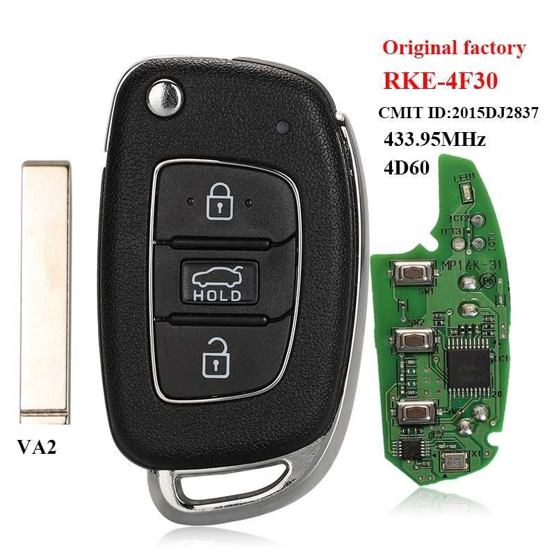 

CN020186 Original 3 Button Remote Flip Car Key Control 4D60 Chip 433.95/434Mhz RKE-4F30 2015DJ2837 For Hyundai Verna 2013-2016