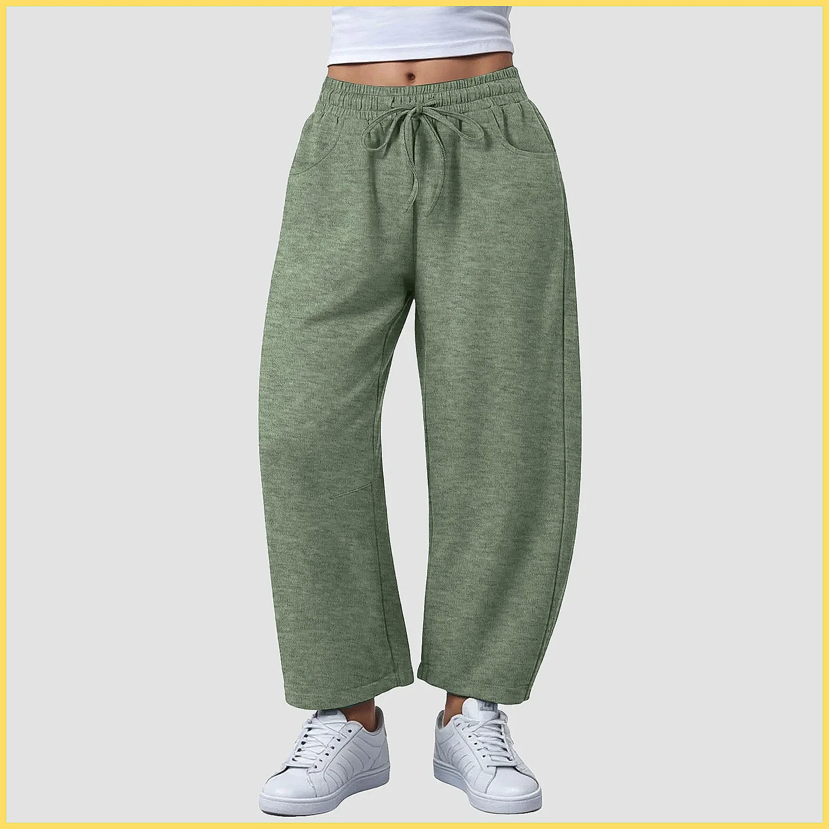 Women's Solid Color Harem Pants with Pockets, Loose Stretch Flared Leg Joggers