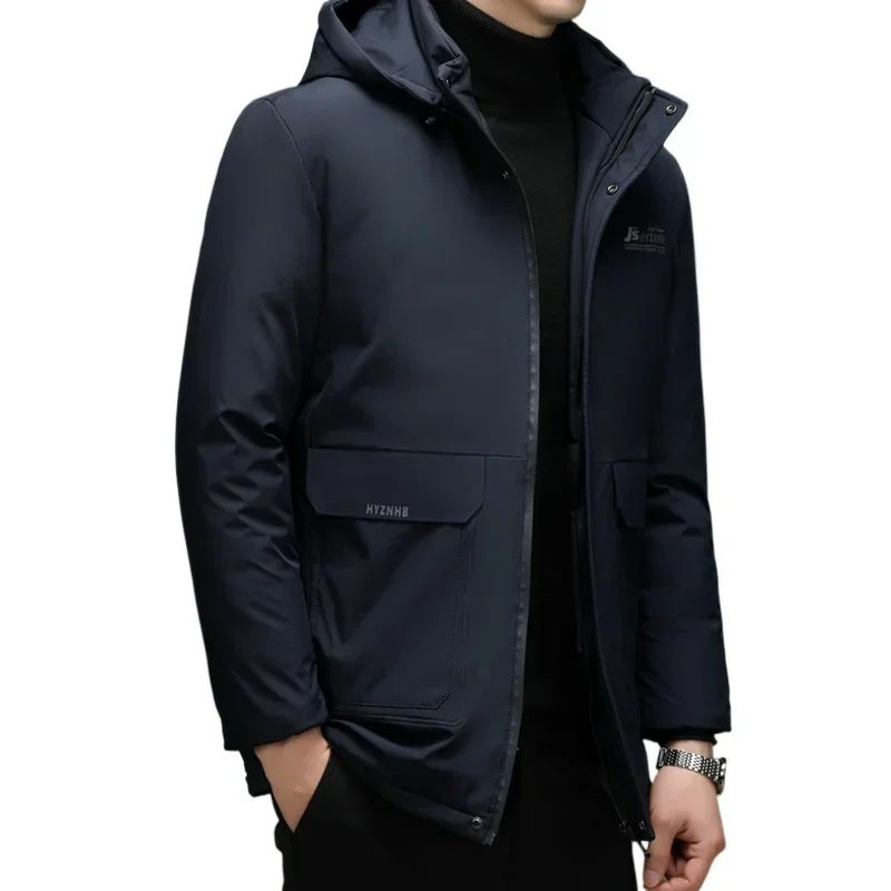 New Winter Men\'s Parkas Mid Length Extra Thick Cotton Coat Business Casual Windproof Cotton Coats