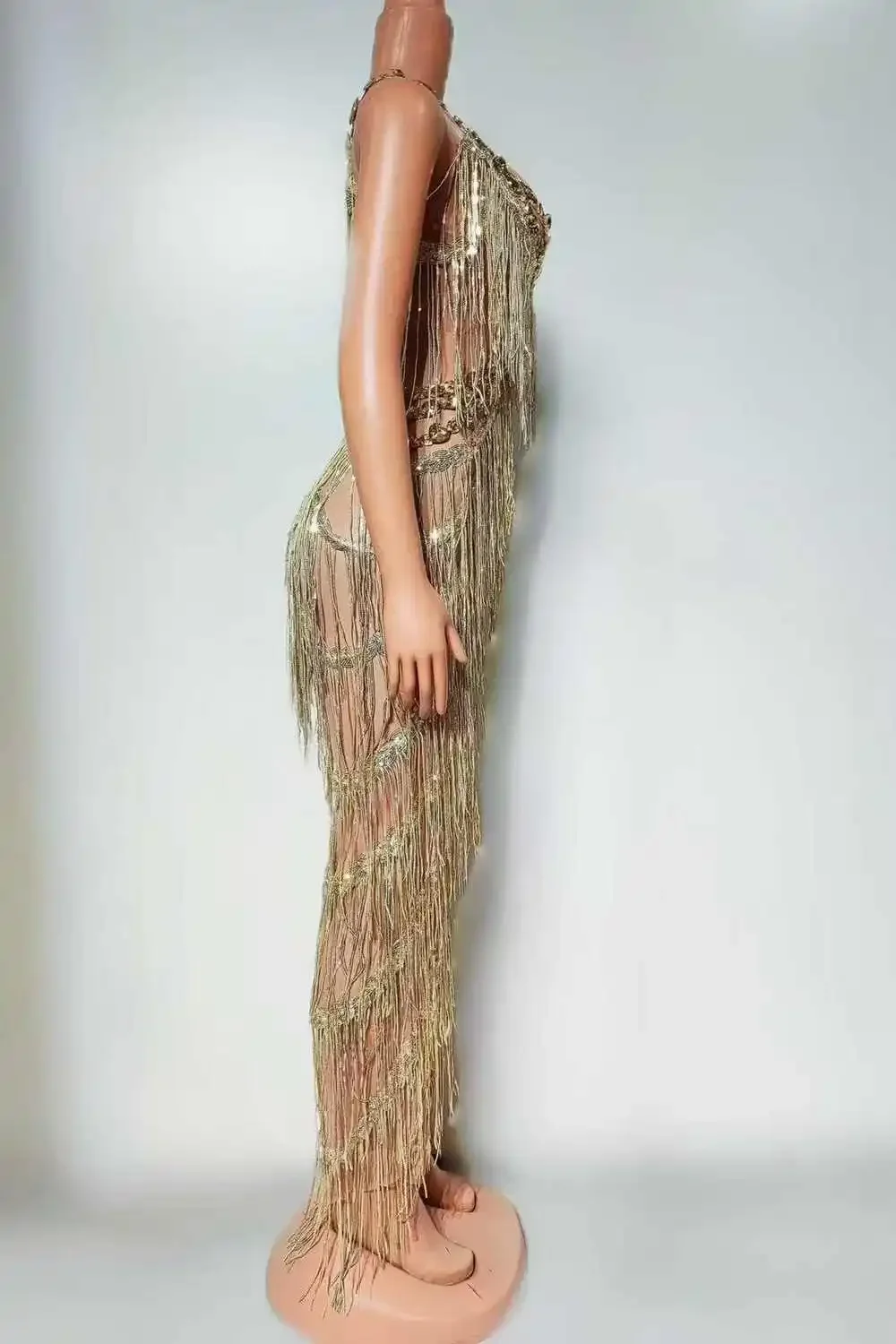 

Комбинезон со стразами и золотыми блестками, женский костюм для празднования дня рождения, костюм певицы, танцовщицы, сценическая одежда