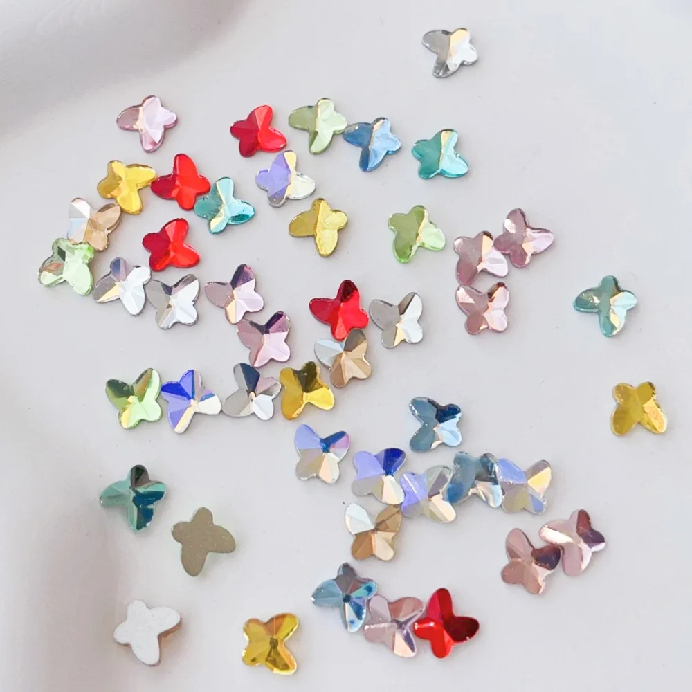 4mm butterfly-Shaped Glue-On Flat Back Rhinestone Glass Decorative Accessories DIY materials For Shoes, bags, Clothes, jewelry
