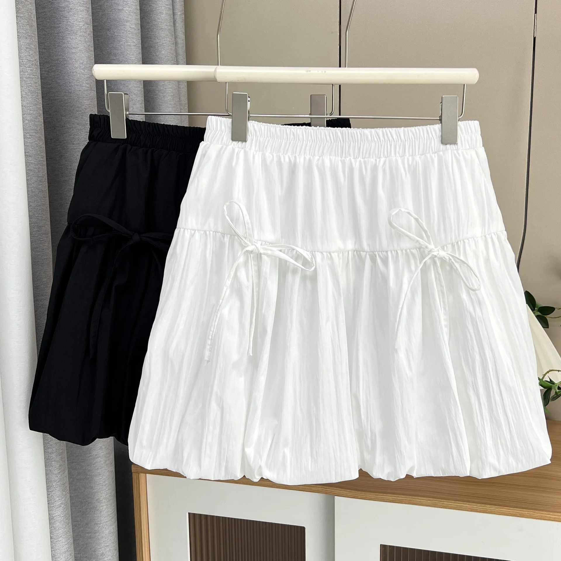 Novedad de verano, minifalda acampanada con agradable arco de 100KG, Falda corta lavada de talla grande para mujer 1662