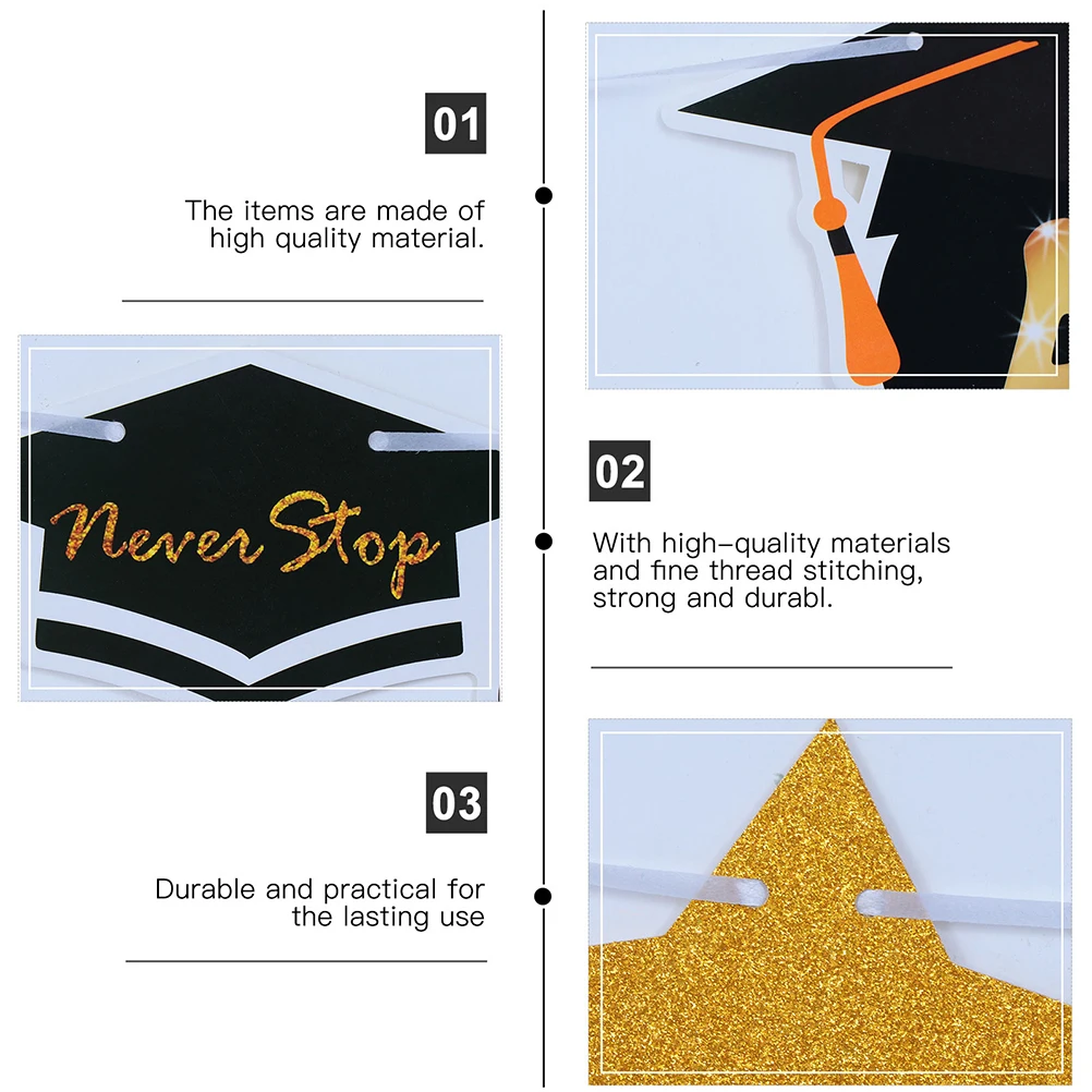 

1 set Graduation Balloon Decorations Party Supplies Latex Balloons Banner Set Black Gold Photo Props Reusable