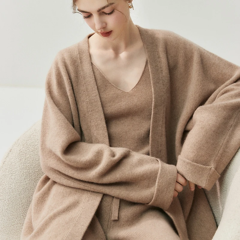 

Luxury Women 100% Cashmere Shawls Cardigan Autumn Winter Grace Simple Style Soft Warm Wraps Office Lady Cashmere Knit Cape Top