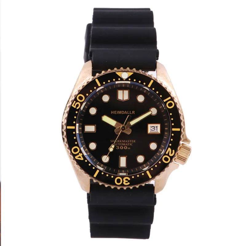 Heimdallr Vintage Men\'s Aluminum Bronze SKX Diver Watch Sapphire Glass Ceramic Bezel NH35 Automatic Movement 20Bar Waterproof