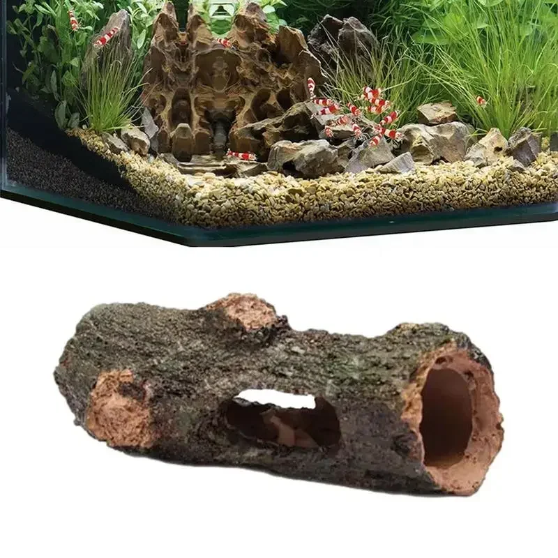 수족관 Aquarium Hollow Tree Tunnel Cave Ornament Shrimp Turtle Hiding Shelter Pool Lake Pond Fish Tank Decoration Accessories