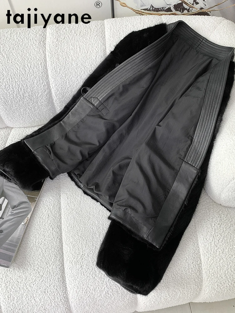 TAJIYANE 100% Natural Mink Fur Jacket Woman Chic V-neck Real Fur Coat High Quality 2025 Winter Coats Women Clothing шуба женская