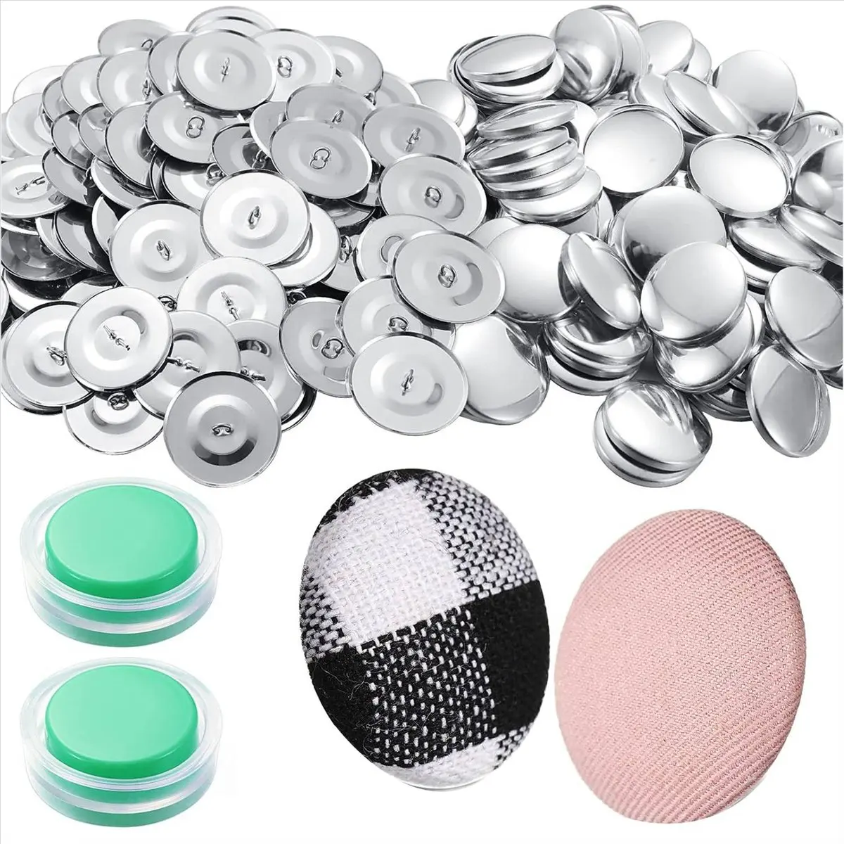 ABYA 100 Sets Cover Buttons Kit with Tools Size Buttons to Cover Self Cover Buttons DIY Fabric Cloth Cover Buttons 1.1 Inch