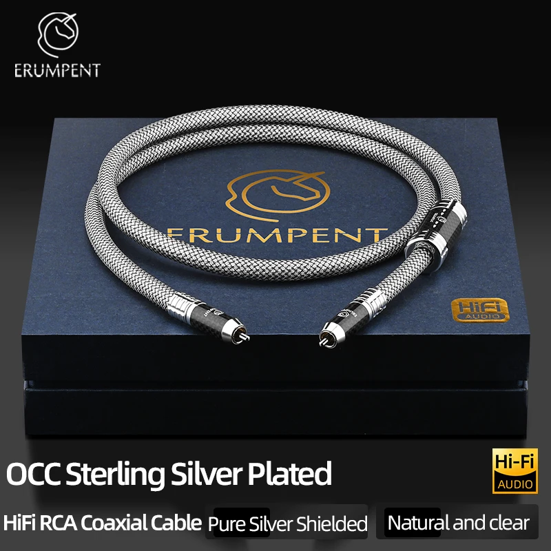 

ERUMPENT HiFi RCA Coaxial Digital Audio Cable Hi-end Silver Plating RCA Male to Male SPDIF Coaxial Cable for Subwoofer TV DVD
