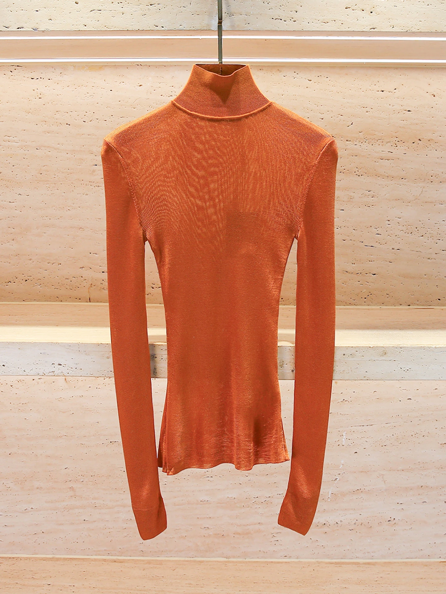 

High-End Women's Knitted Top High Ne Slim Fit Versatile Base Layer Autumn Winter New Sle Commute Sle Medium Softn