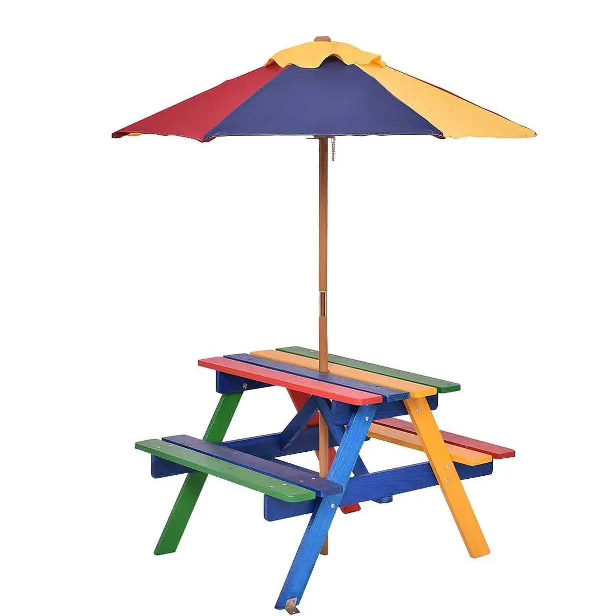 Kindersitz-Set mit Sonnenschirm, Kindersitz-Set aus Massivholz, Gartenmöbel für den Außenbereich