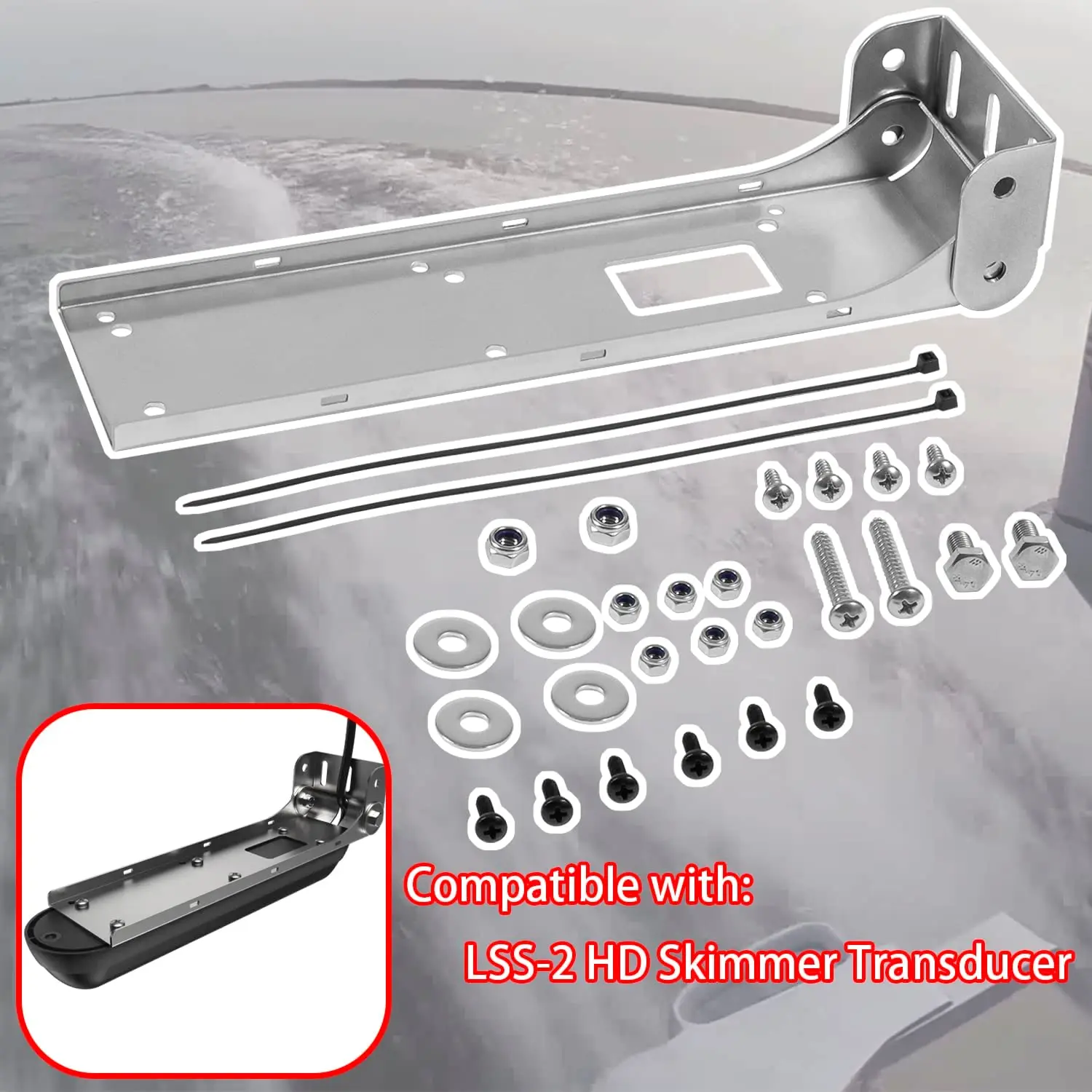 TML 28PCS LSS-2 HD Skimmer Transducer Mounting Bracket Compatible with LSS-2 HD Skimmer Transducer Silver