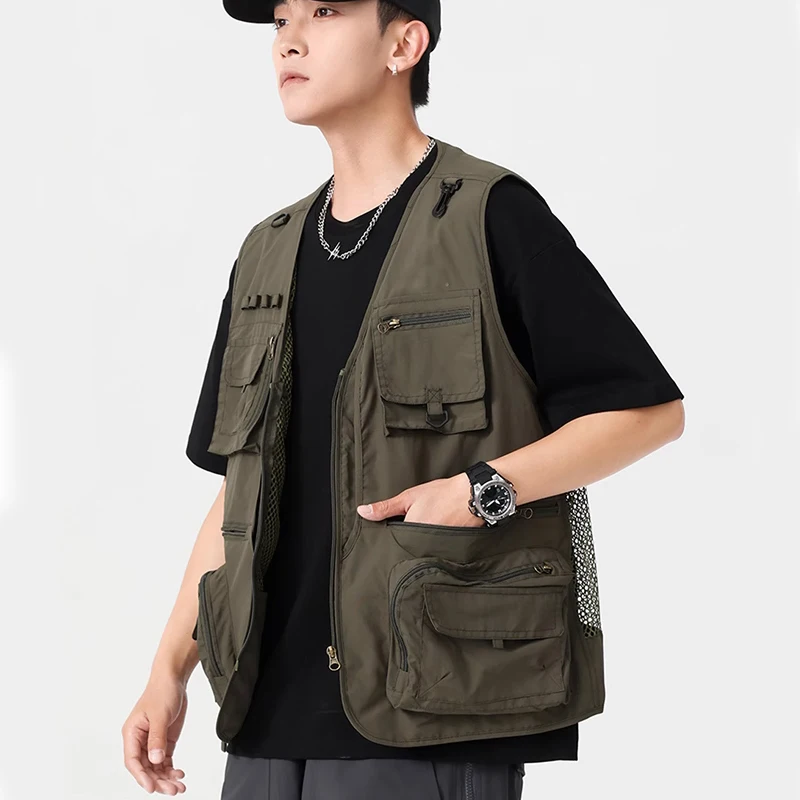 Multi pocket vest men's vest outdoor sports fishing journalist photography casual men's volunteer vest