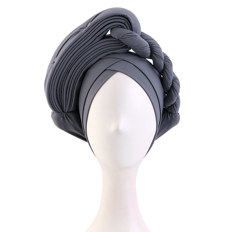 

African Women Autogele Twist Turban Cap Nigeria Wedding Geles Party Headpiece Female Head Wraps Headtie Hijab Muslim Bonnet Hat