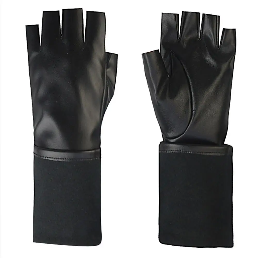 Long PU Leather Fingerless Glove Women's Black Half Finger  Gloves Motorcycle Driving Halloween Gloves Work Club Party Gloves