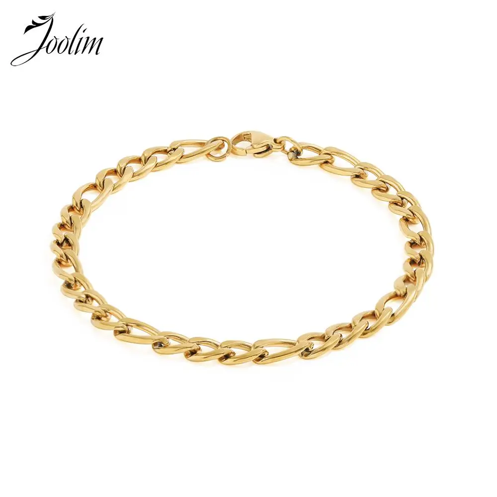 

Joolim Jewelry PVD Wholesale No Fade Drop Shipping Gift Simple Vintage Figaro Chain Stainless Steel Bracelet for Women