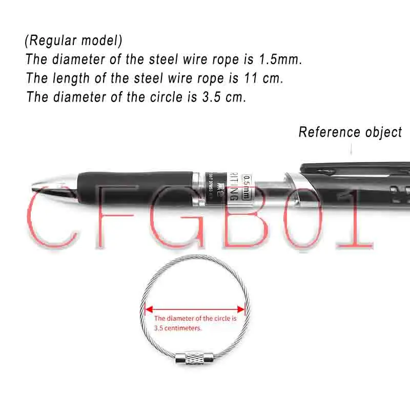 High Strength 304 Stainless Steel Cable Wire Rope Loop with Clasp Keychain Ring for Key Fob Tag Badge Holder Metal Buckle