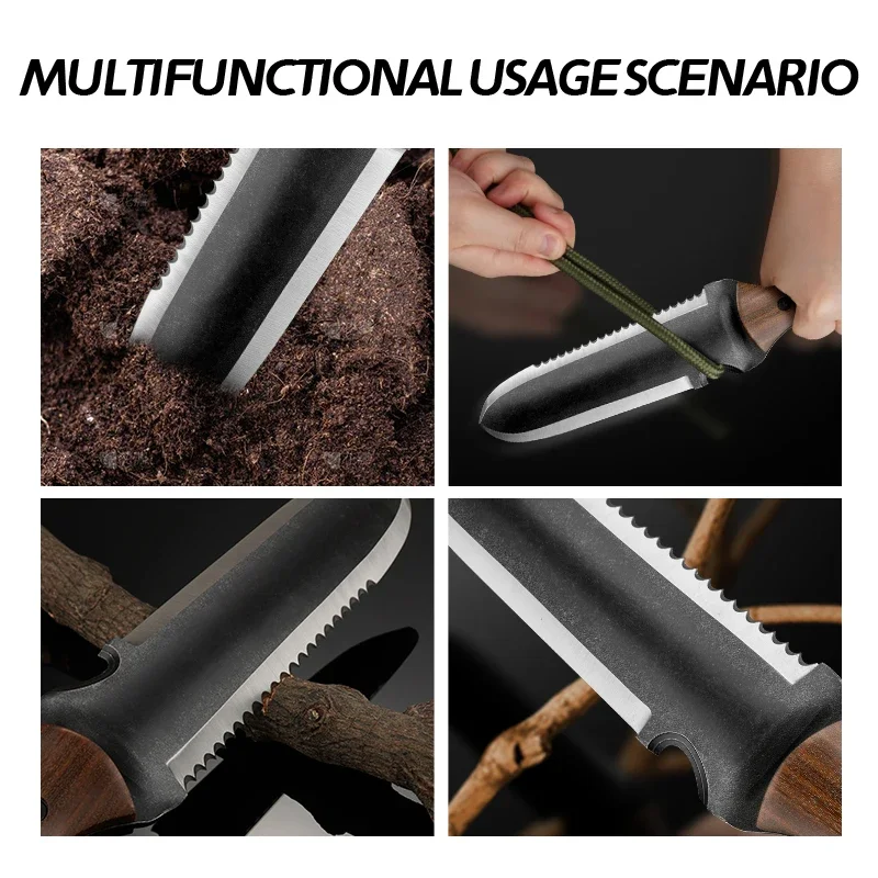 Garden shovel, outdoor gardening shovel, cutting saw, portable and multifunctional mud digging knife, high-end camping tool thic