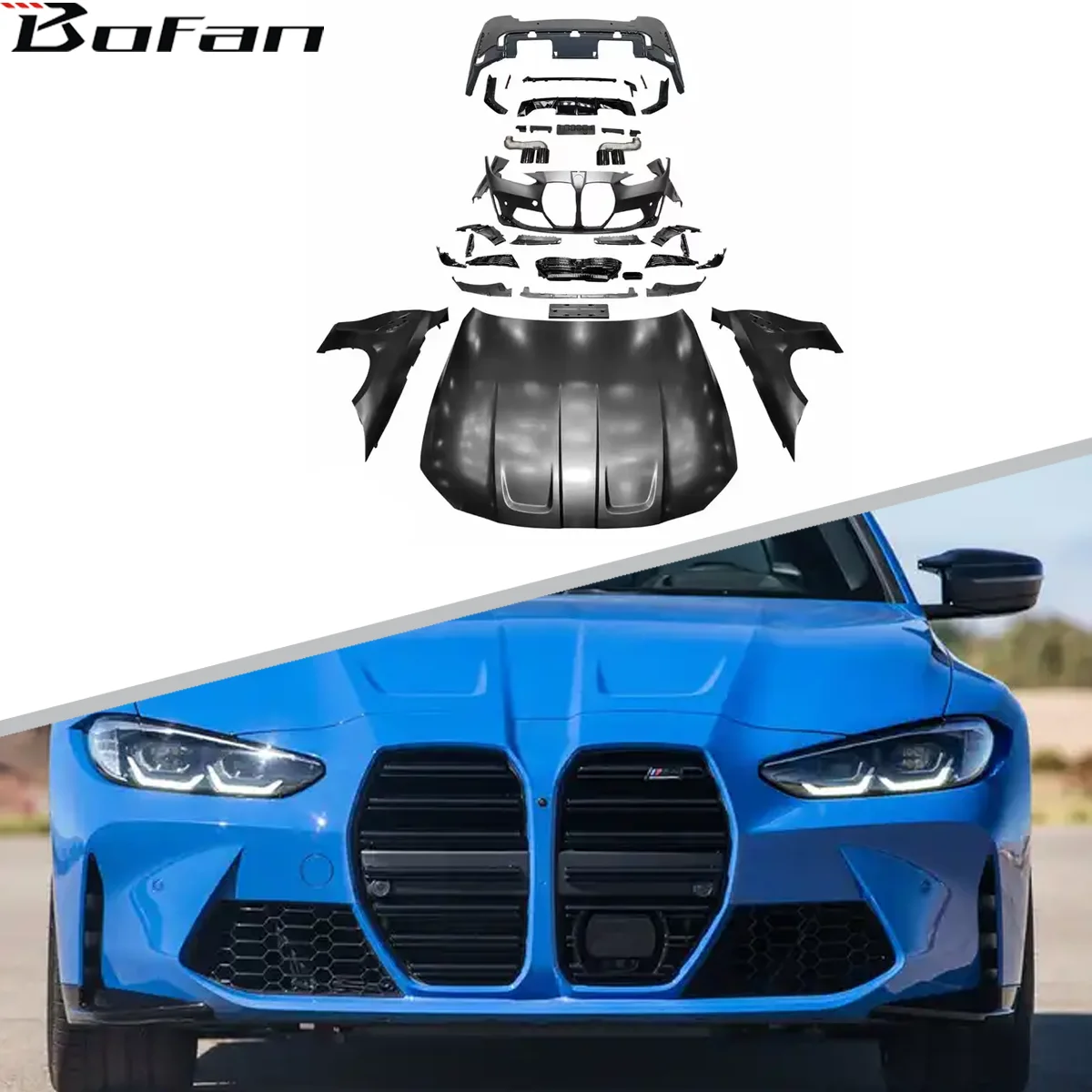 

M4 Style Upgrade Car Bumper Front Lip Rear Diffuser Side Skirt Vents Spoiler Hood Body Kit For 1 4 Series G22 2 Door