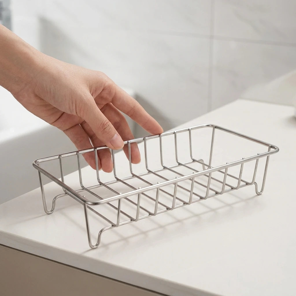 304 Edelstahl Rostfreies Badezimmer- und Küchenregal Abfluss-Aufbewahrungskorb für Haus, Bad und Küche – Detail 1