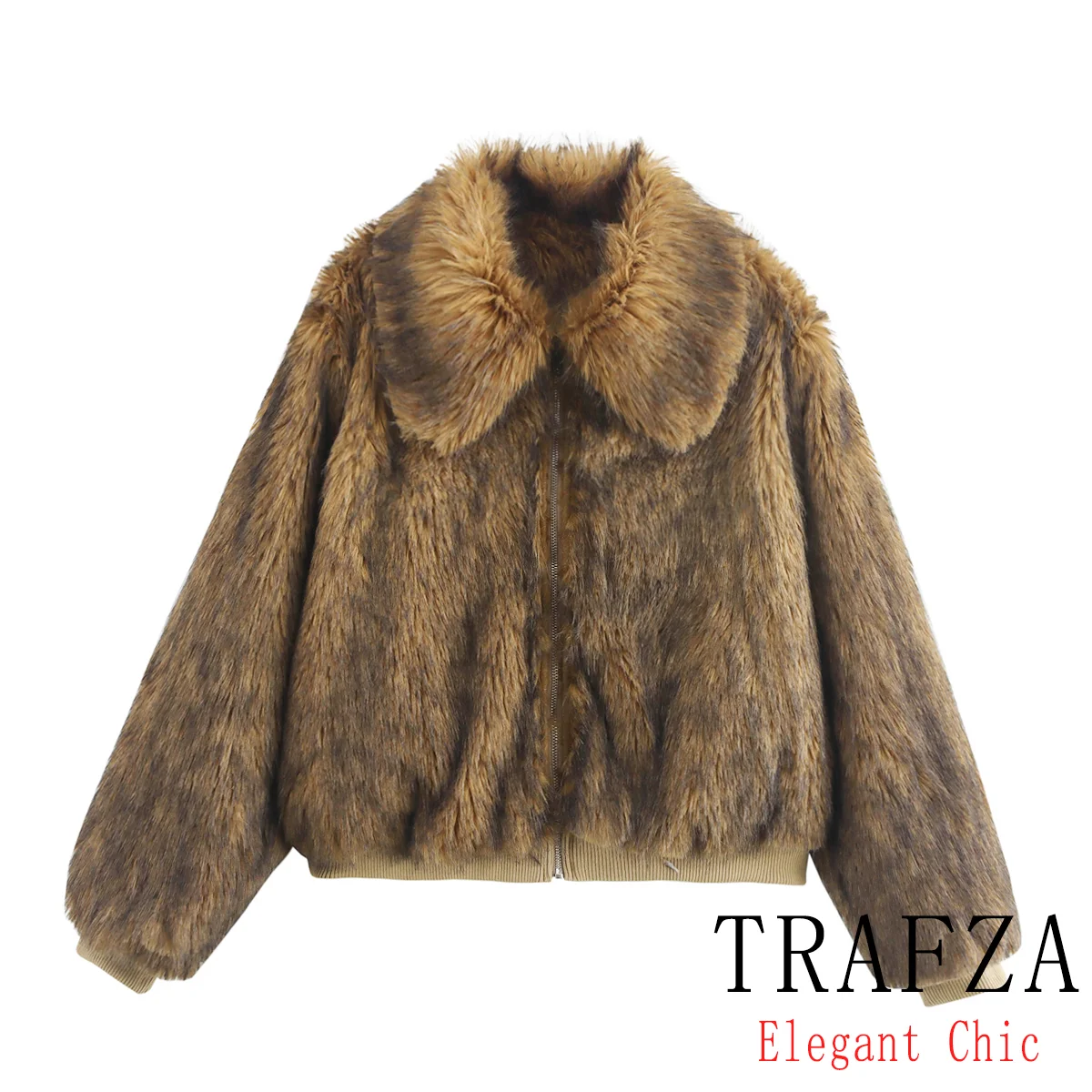 

TRAFZA Women Fall Winter Teddy Shaggy Coat Vintage Lapel Luxury Jacket Coat New 2024 Fall Winter Fashion Retro Loose Fleece Coat